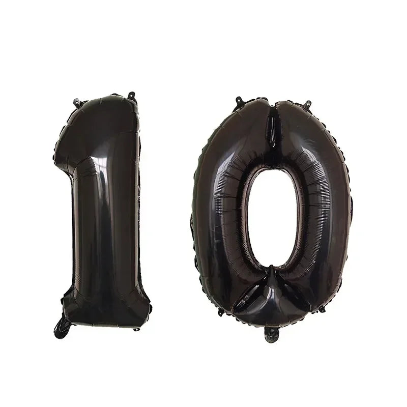 2 Pcs 32 Inch Helium Foil Number Balloons In Gold Silver Black Blue Red For Birthday Party Decoration 10 11 12 13 14 15