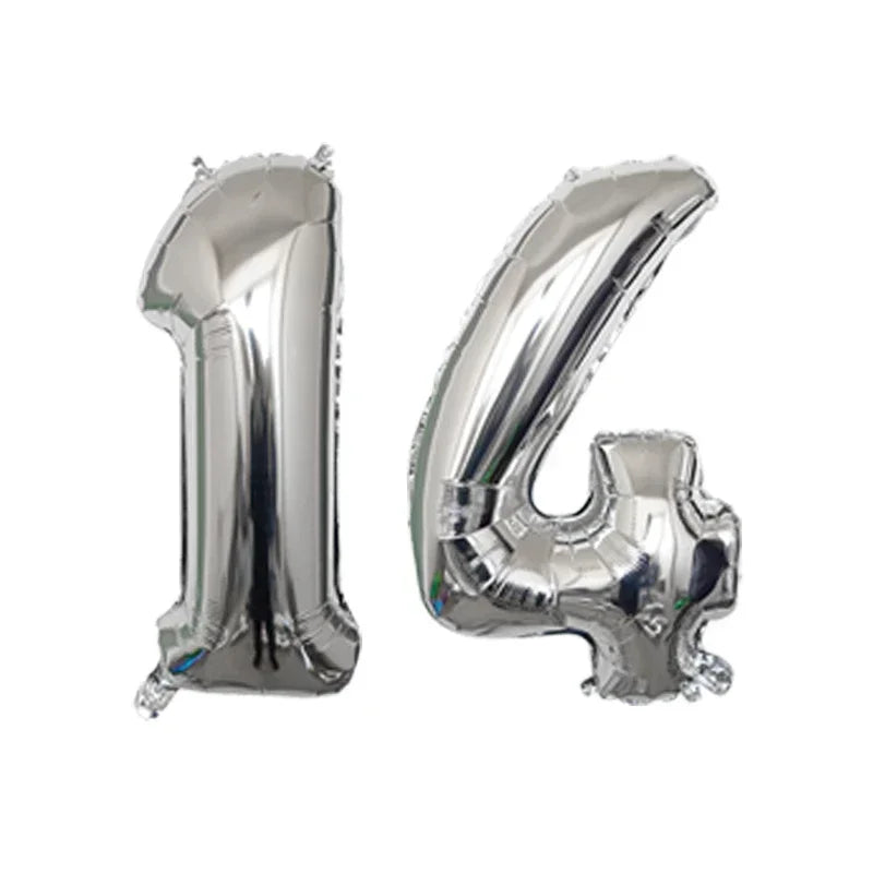 2 Pcs 32 Inch Helium Foil Number Balloons In Gold Silver Black Blue Red For Birthday Party Decoration 10 11 12 13 14 15