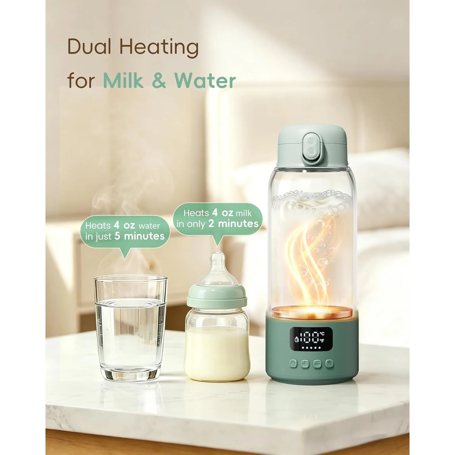 Portable Electric Heating Thermos Cup With LED Temperature Display