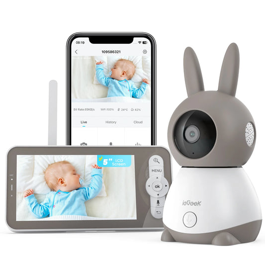 IEGEEK 2K Baby Surveillance Camera With 360 PTZ Monitor