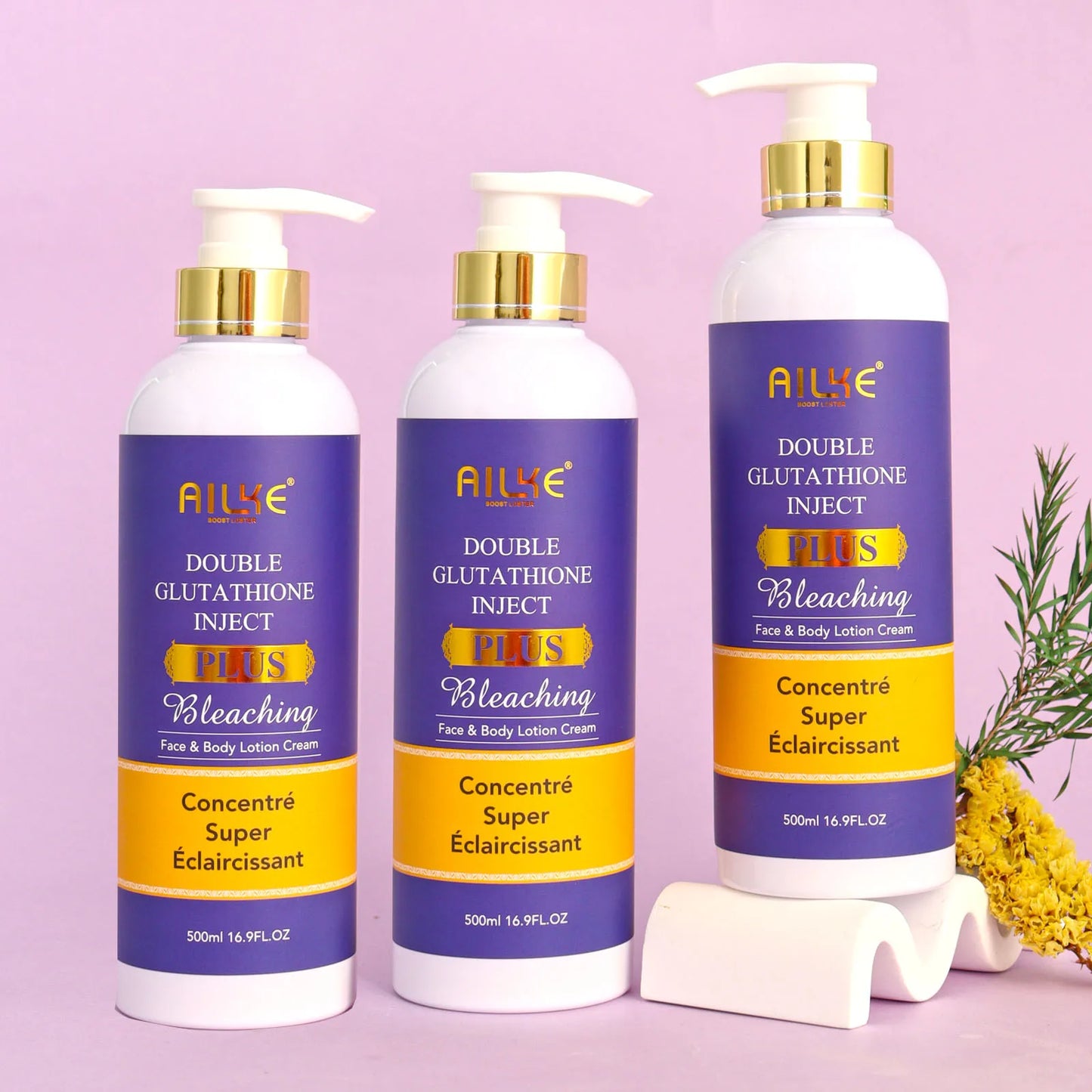 AILKE Glutathione Lighten Body Lotion, Moisturizing, Hydration, Even Skin tone, Improve Dark & Black Skin, Support Private logo