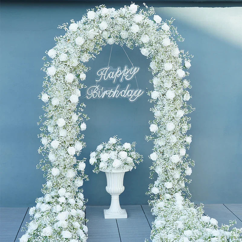 Angela Artificial Rose Baby Breath Wedding Floral Backdrop Decor