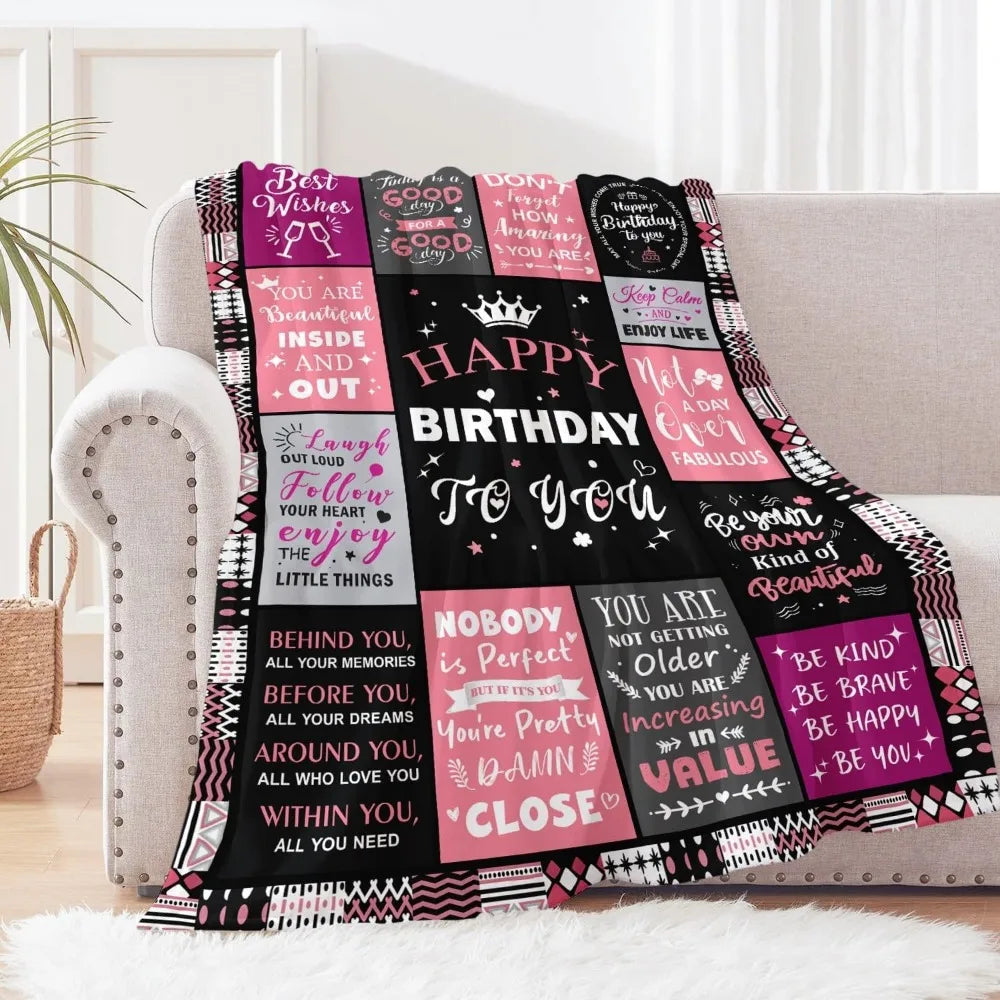 Color Birthday Blanket Gift For Women Happy Birthday Gift
