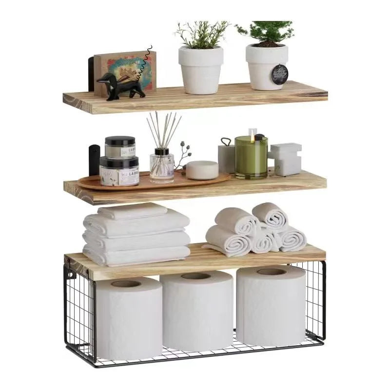 Hign-concerned Wall Mounted Shelves Floating Triple Tier