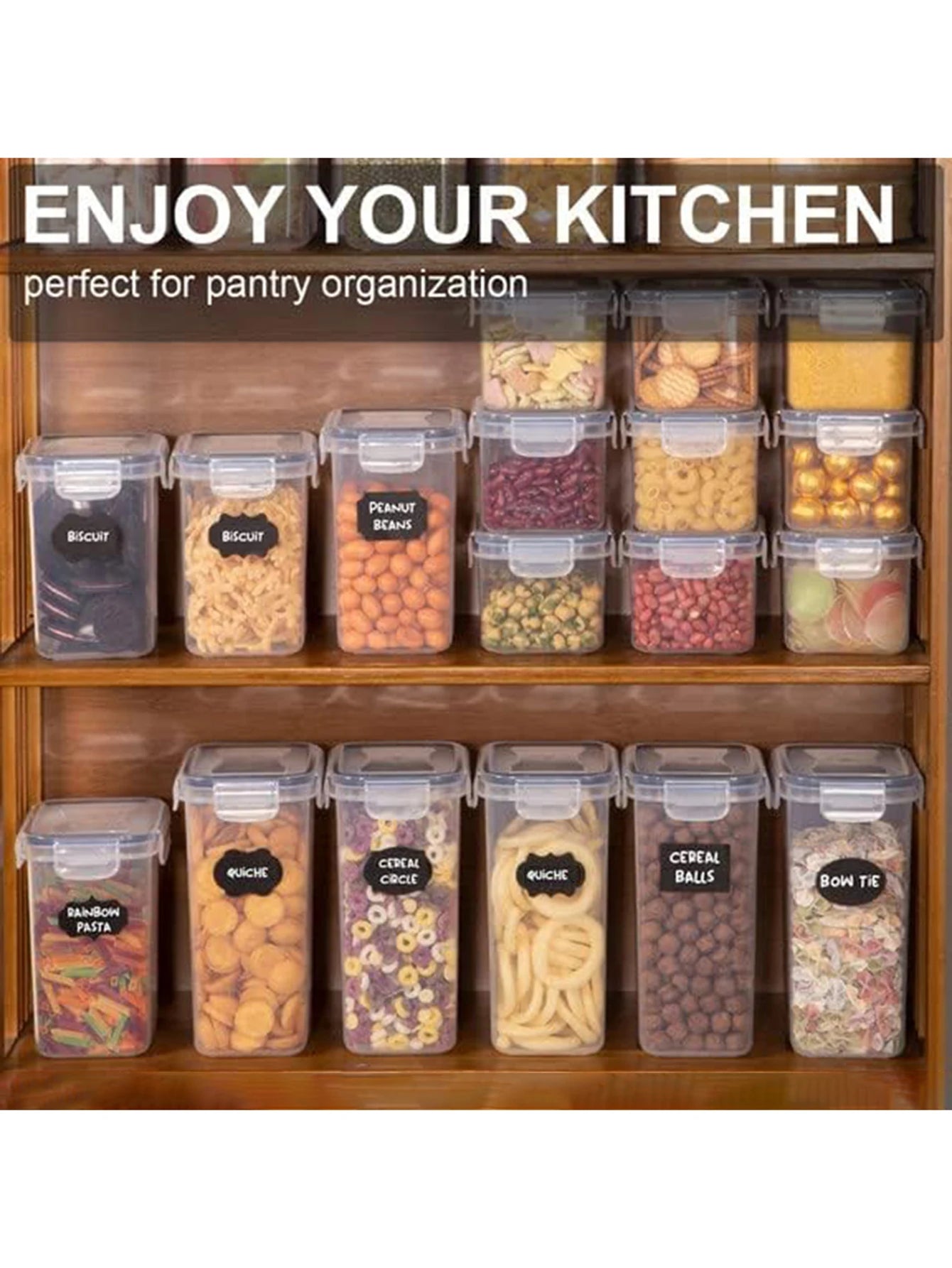 9 Piece Airtight Food Storage Containers And Condiment Jars Set With Labeled Lids For Grains Flour Salt