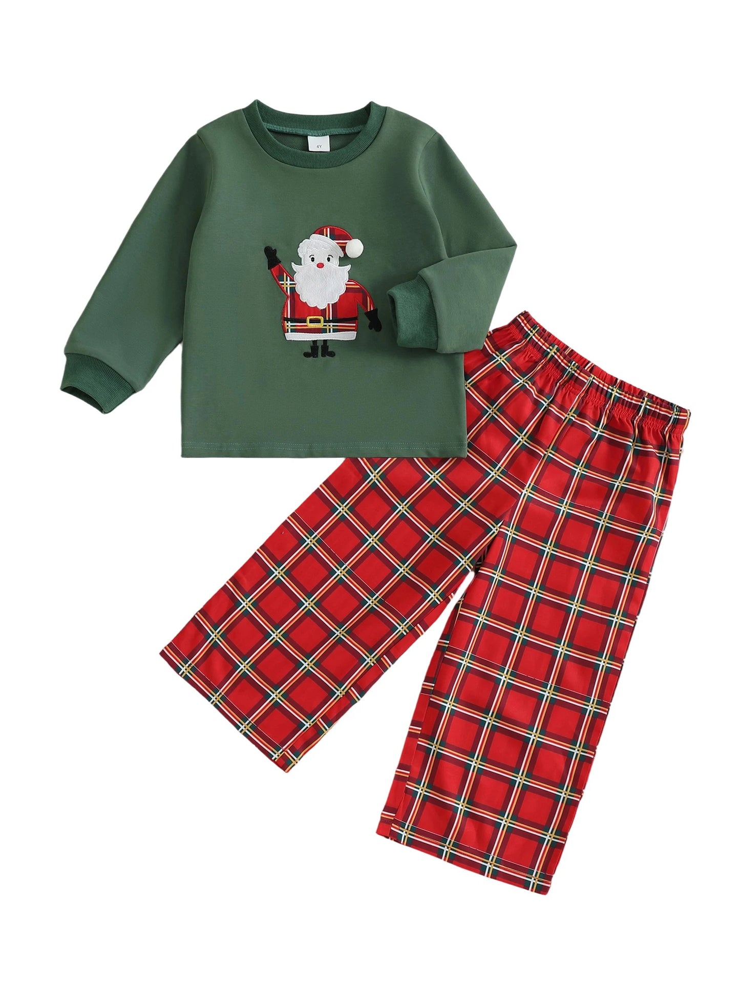 Kids Christmas Santa Hoodie Set With Embroidered Details