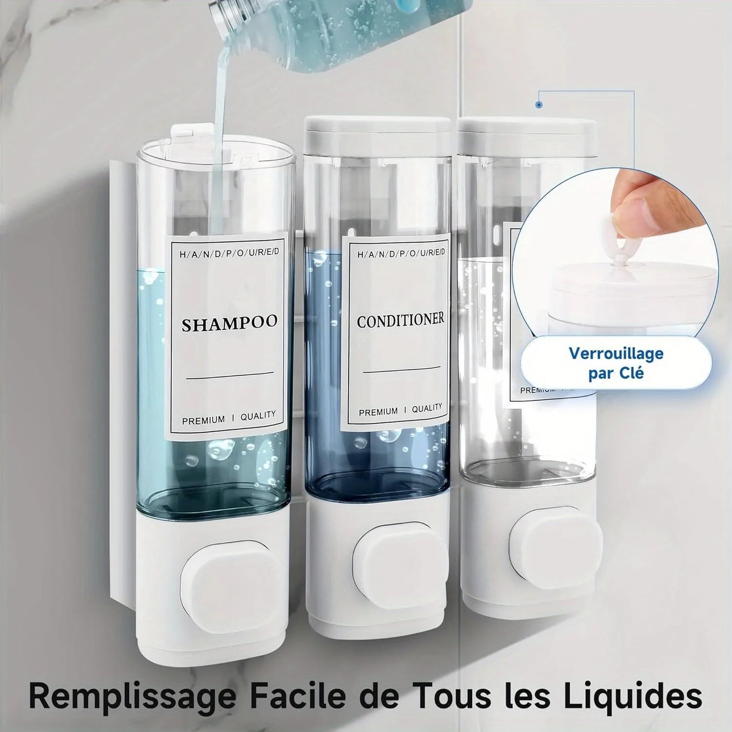 Wall Mounted 3 In 1 Shampoo And Conditioner Dispenser