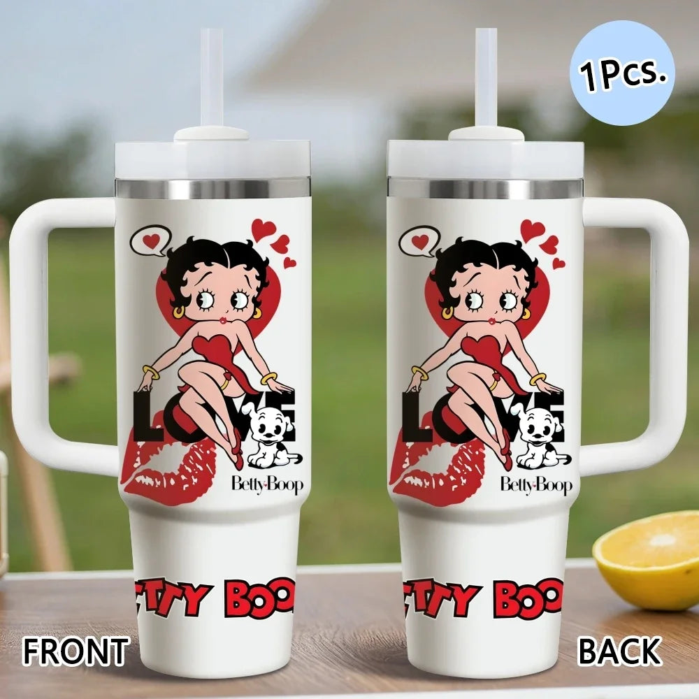 Betty Boop Stainless Steel Vacuum Insulated Travel Tumbler With Straw