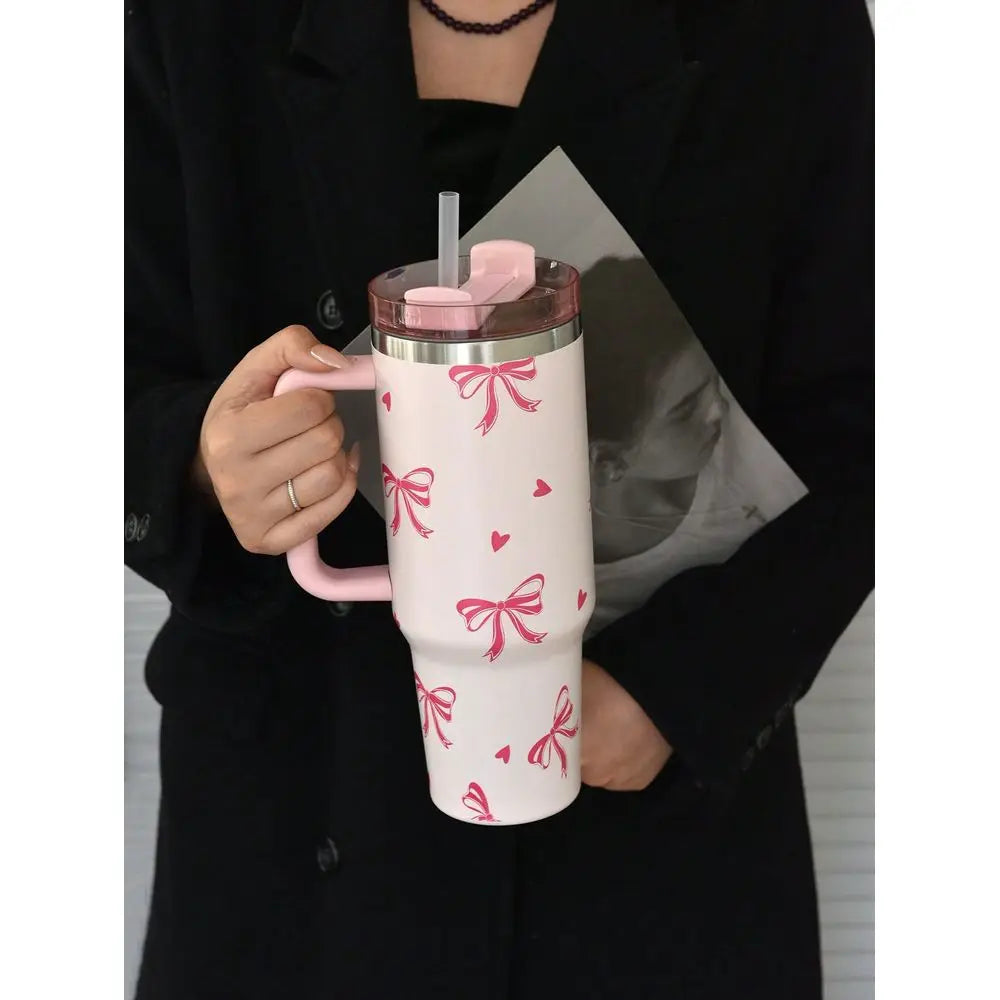 Watercolor Design Stainless Steel Vacuum Insulated Tumbler With Handle