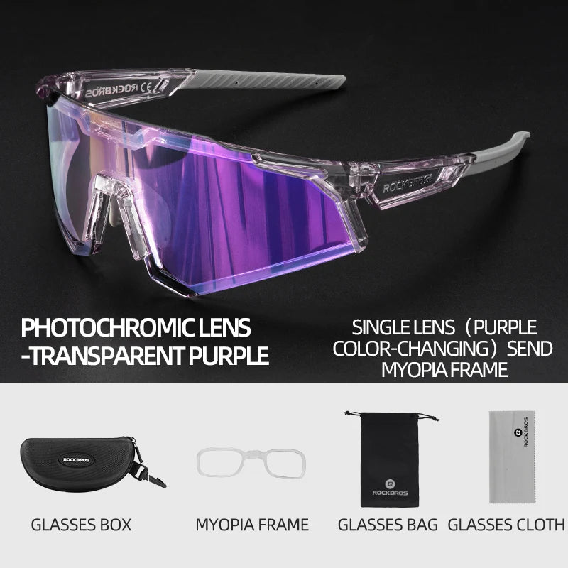 ROCKBROS Polarized Photochromic Cycling Glasses UV400 For MTB Road