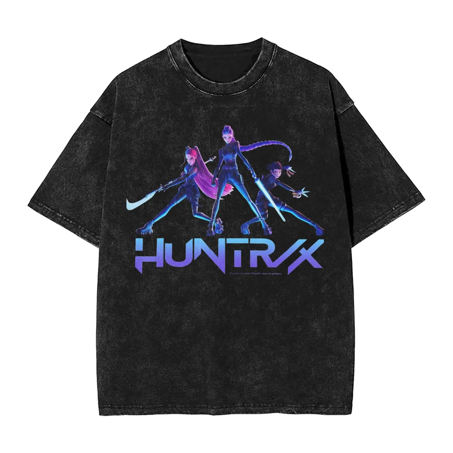 Huntrix Demon Hunter Washed Cotton T Shirt Men Summer