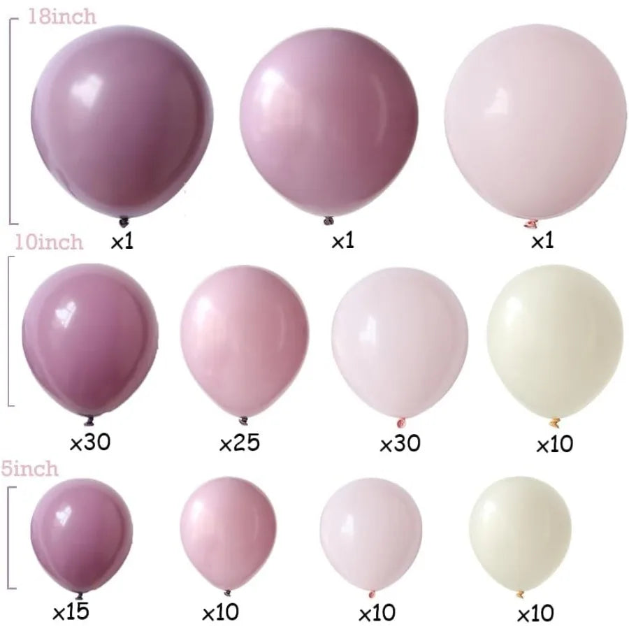 Pink and Purple Balloon Arch Kit 143pcs Dusty Purple Lavender Macaron Pink Balloons for Girls Birthday Baby Shower