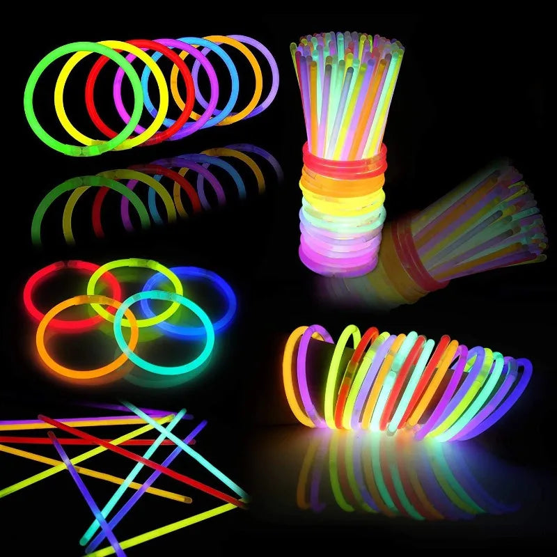 Bulk Glowsticks Bracelets Necklaces Glow in the Dark Neon Easter Christmas Halloween Football Party Supplies Pack