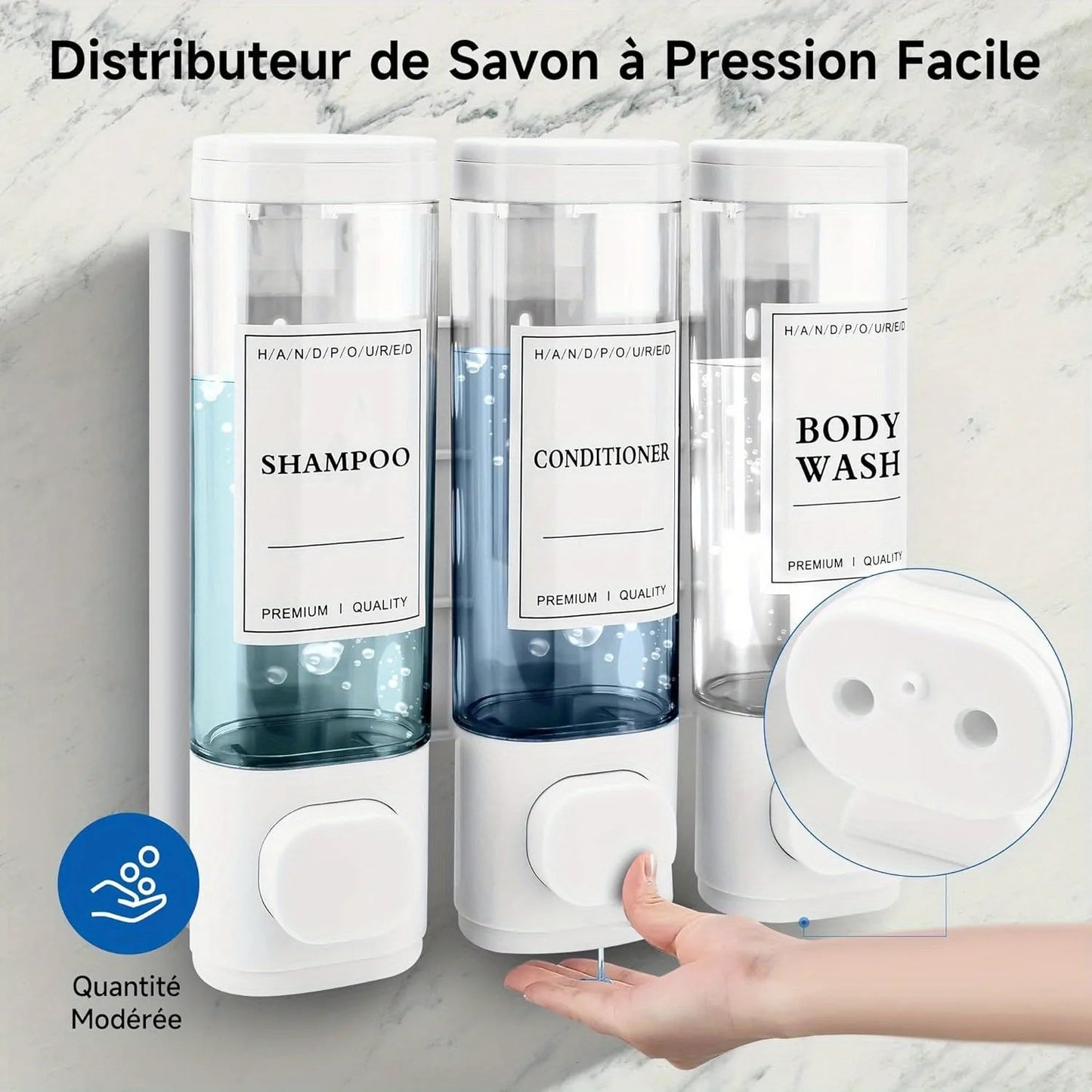 Wall Mounted 3 In 1 Shampoo And Conditioner Dispenser