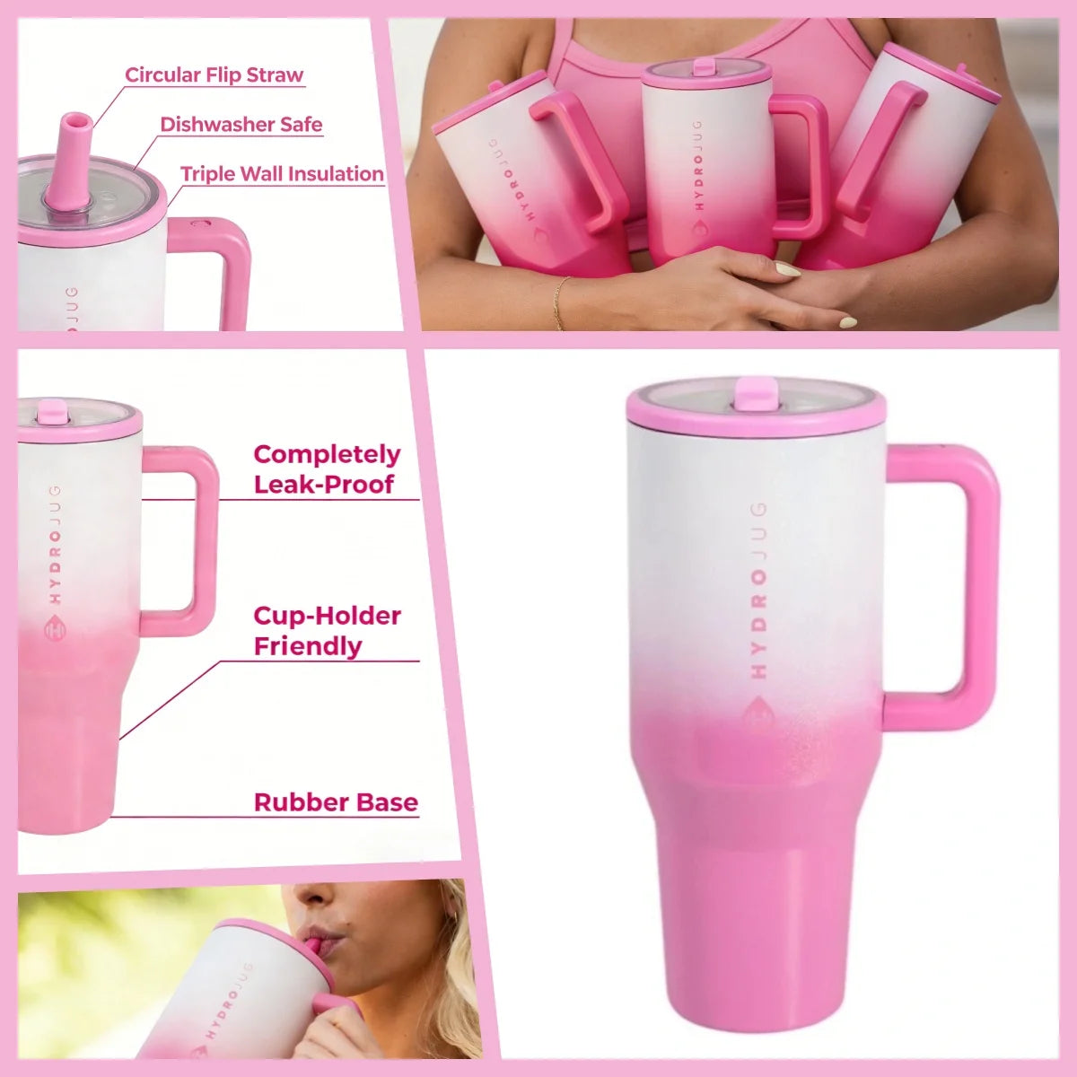 Insulated Stainless Steel Travel Water Bottle With Flip Straw And Handle