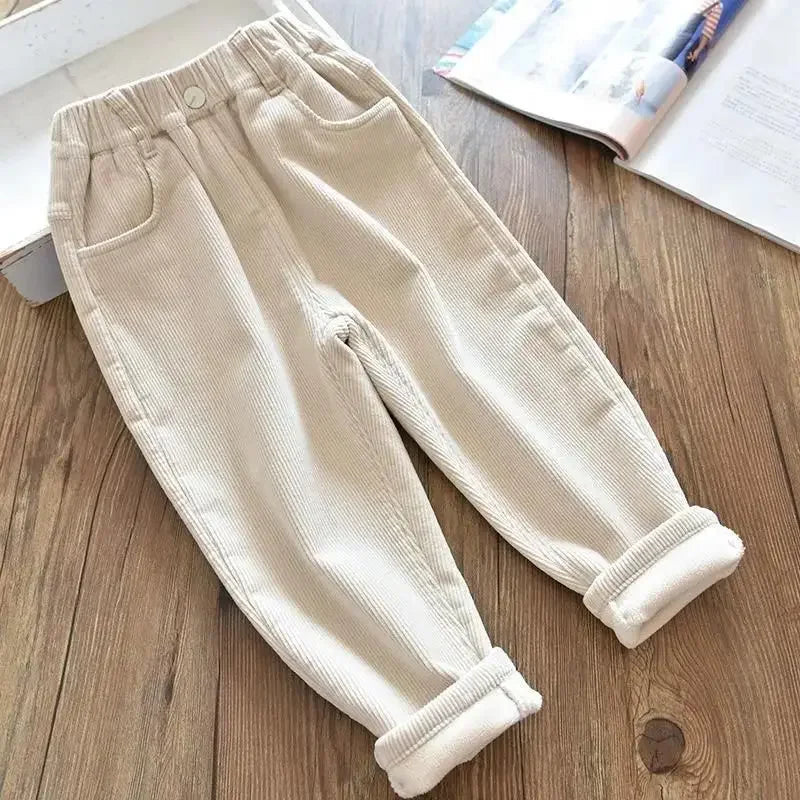 Sonkpuel Kids Warm Corduroy Pants Autumn Winter Unisex