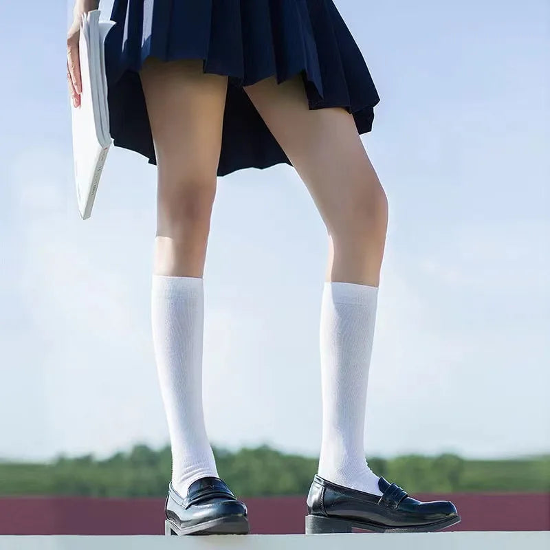 JK Women Knee High Lolita Socks Nylon Breathable Casual Stockings