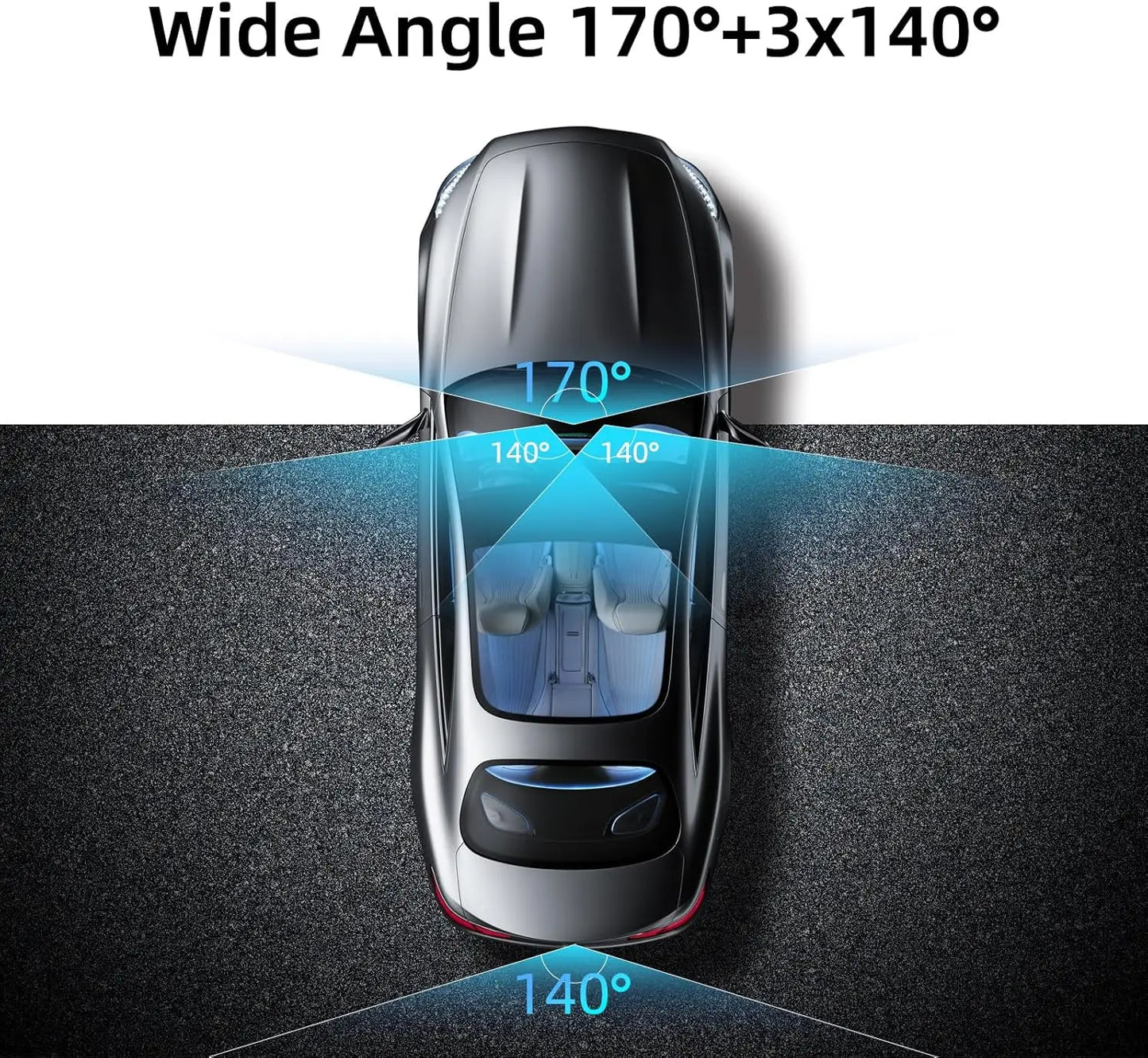 Kankeirr 360 Degree Dash Cam GPS WiFi 4 Channel 1080p