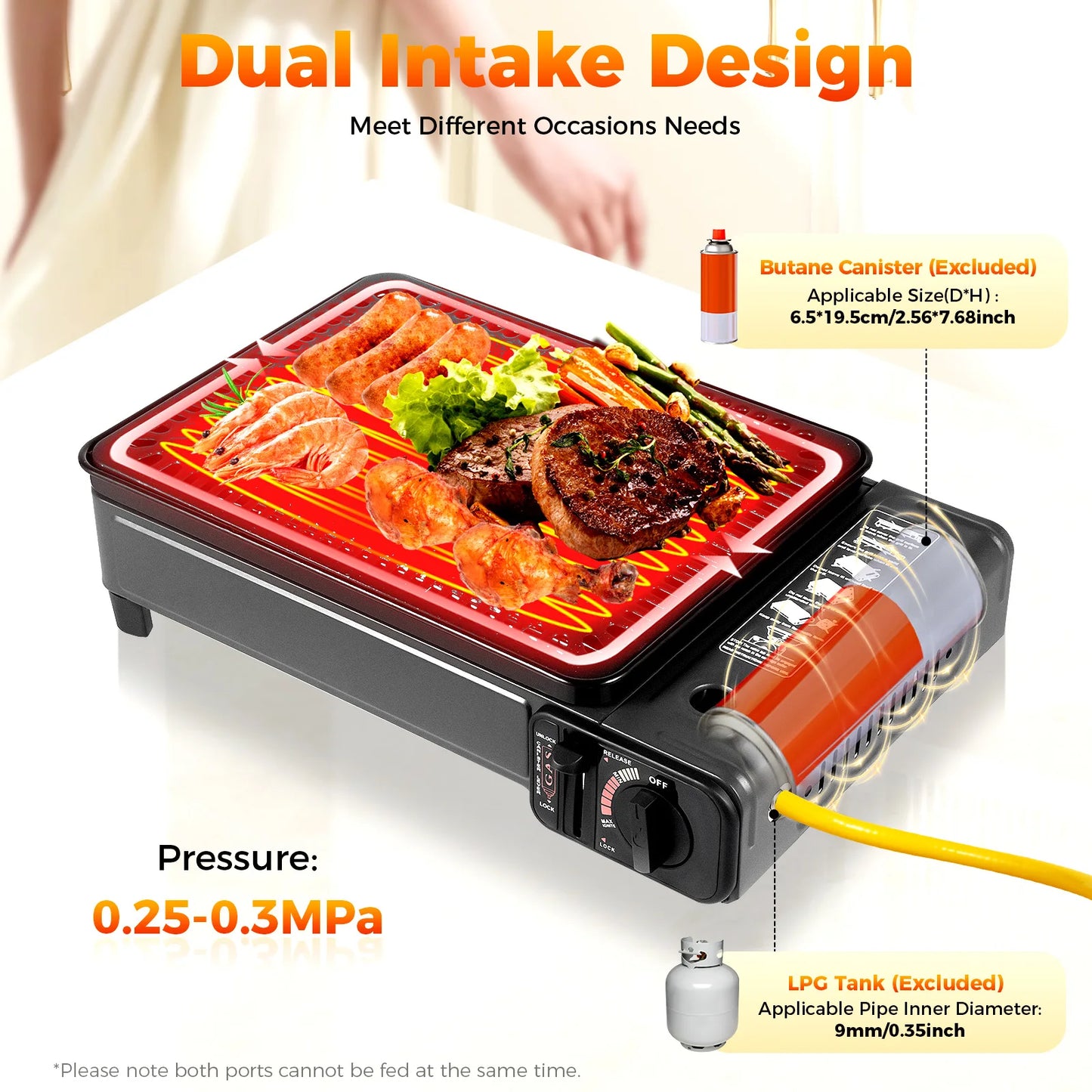 Portable Gas Grill Stove Dual Fuel, Camping Cooking Grill Gas Stove with Carry Case & Accessories for Outdoor Camping BBQ