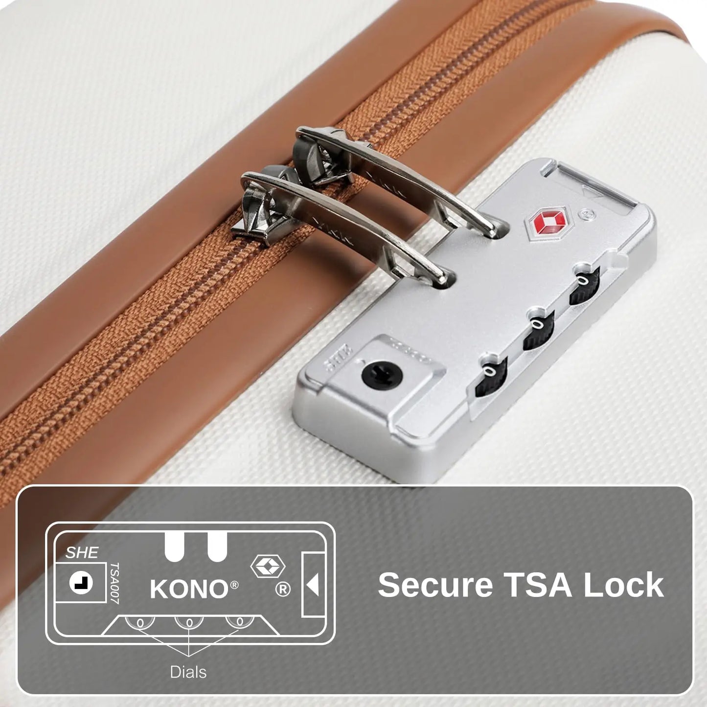 Kono 6 Piece Luggage Set ABS Hard Shell TSA Lock Case