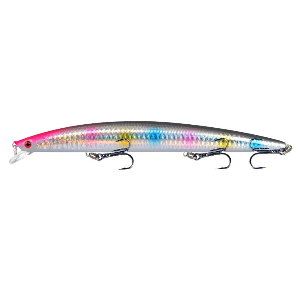 10pcs Long Minnow Fishing Lures Hard Bait Plastic Artificial Bait 18cm/7.9in/24g