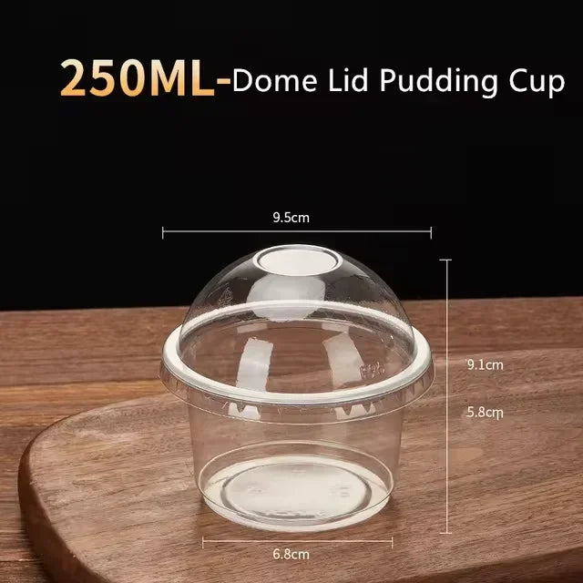 Disposable Salad Cups With Dome Or Flat Lids Transparent Plastic