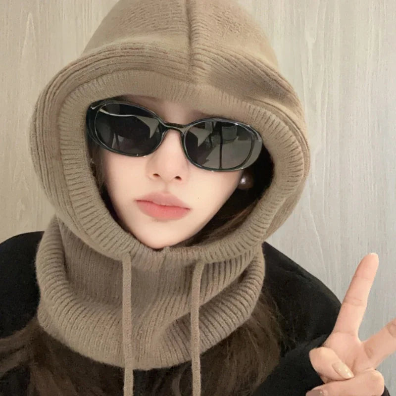 Dawndesslo Knit Hooded Balaclava Beanie Winter Cap