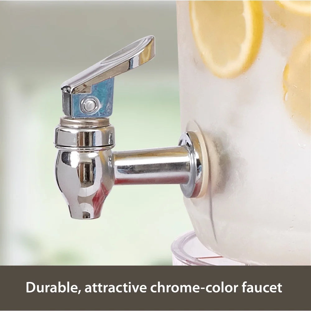 2 Gallon Beverage Dispenser Party Top Stackable Drink Server With Chrome Spigot Chalkboard ID Plate BPA Free Tritan