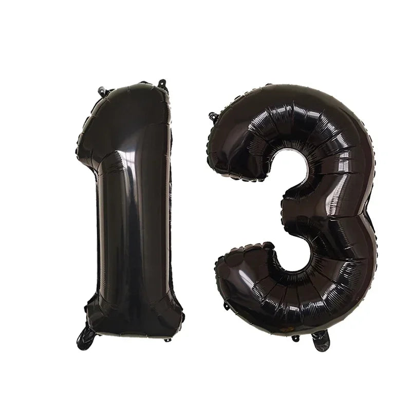 32 Inch Helium Foil Number Balloons 10 11 12 13 14 15 Gold Silver Black Blue Red Birthday Party Decoration 32 Pcs