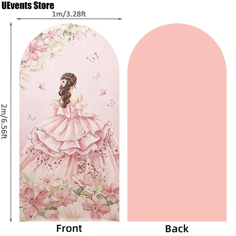 MicroPlush Double Sided Spandex Quinceanera Arch Backdrop Cover