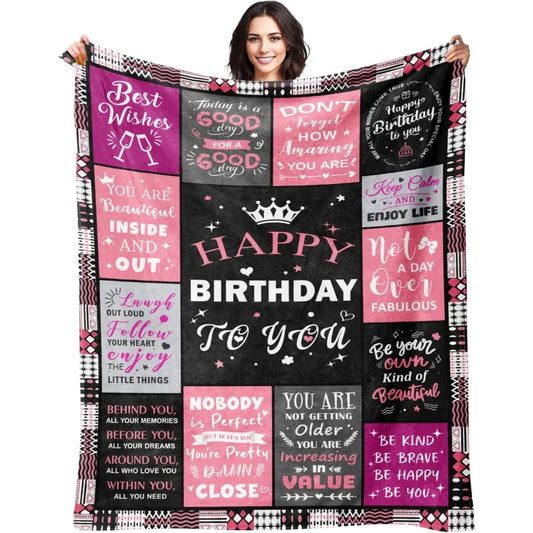 Color Birthday Blanket Gift For Women Happy Birthday Gift