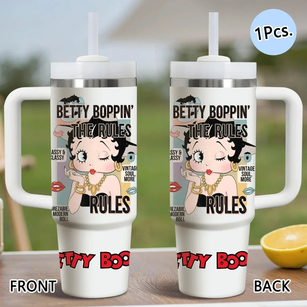 Betty Boop Stainless Steel Vacuum Insulated Travel Tumbler With Straw