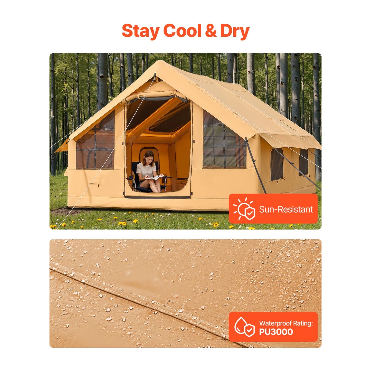 SucceBuy Inflatable Camping Tent With Skylight Stove Jack