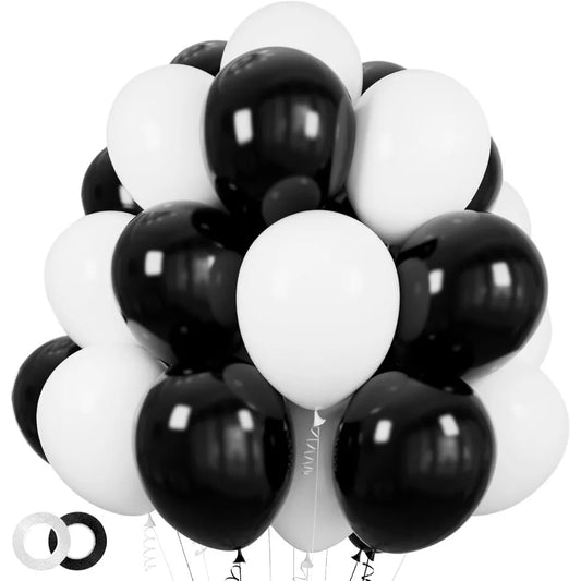 100 Pcs Black And White Balloons 12 Inch Thick Latex For Birthday Wedding Party Decorations
