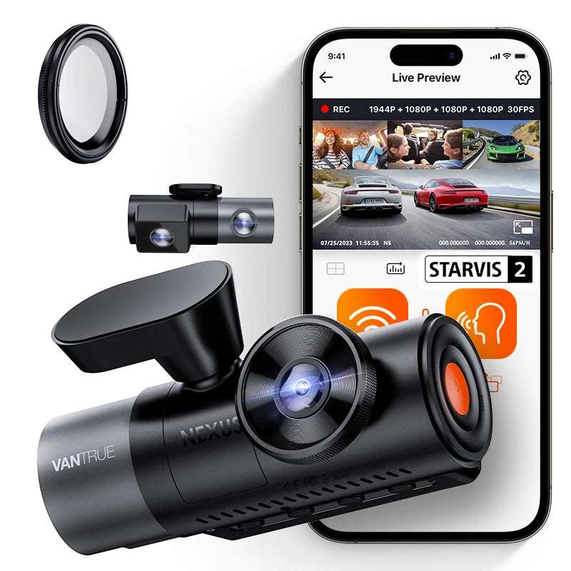 Vantrue N5 Dash Cam 4 Channel WiFi 360 Night Vision