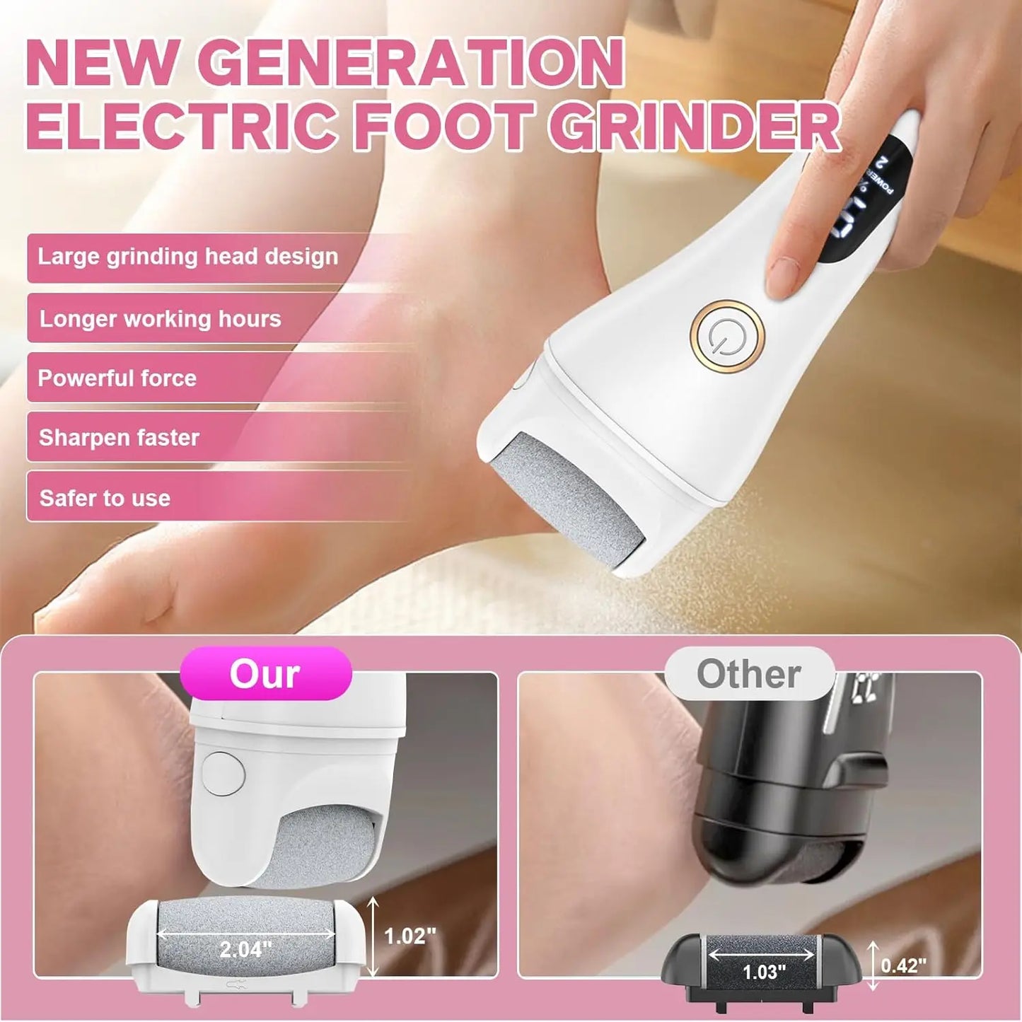 Electric Foot File Adjustable 3 Speed Foot Callus Remover with 16 in 1 Pedicure Tools Professional Foot Care, to Remove Dead