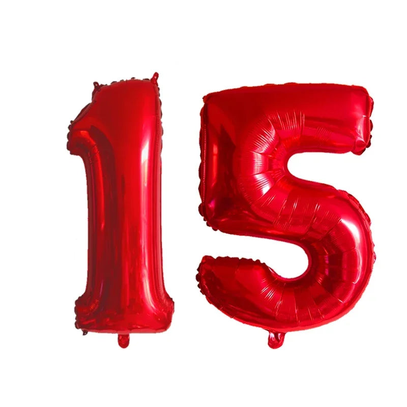 32 Inch Helium Foil Number Balloons 10 11 12 13 14 15 Gold Silver Black Blue Red Birthday Party Decoration 32 Pcs