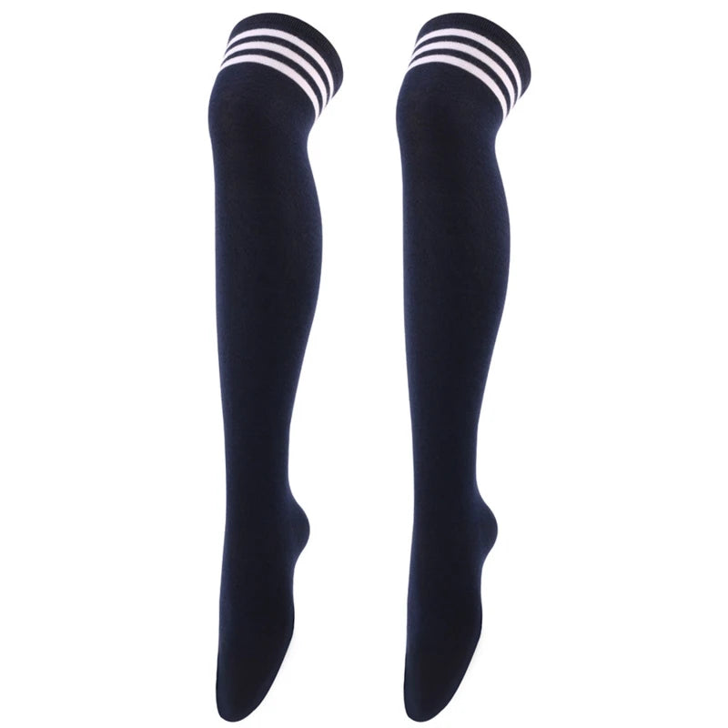 Striped Over Knee Thigh High Socks For Women Comfort