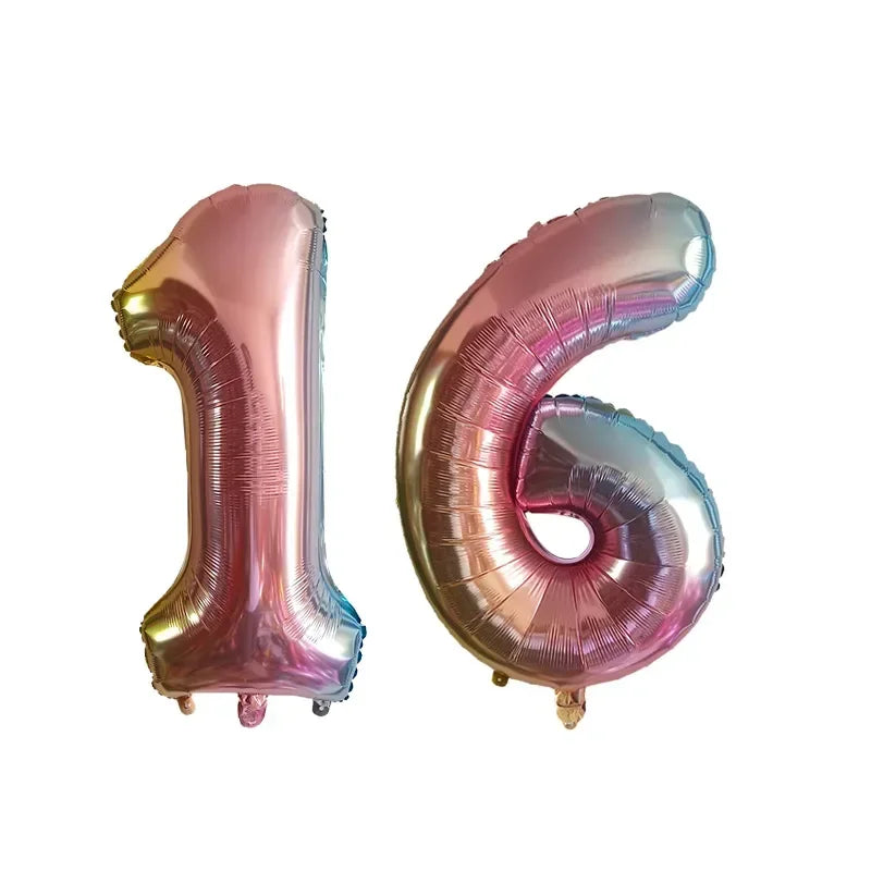 2 Pcs 32 Inch Helium Foil Number Balloons In Gold Silver Black Blue Red For Birthday Party Decoration 10 11 12 13 14 15