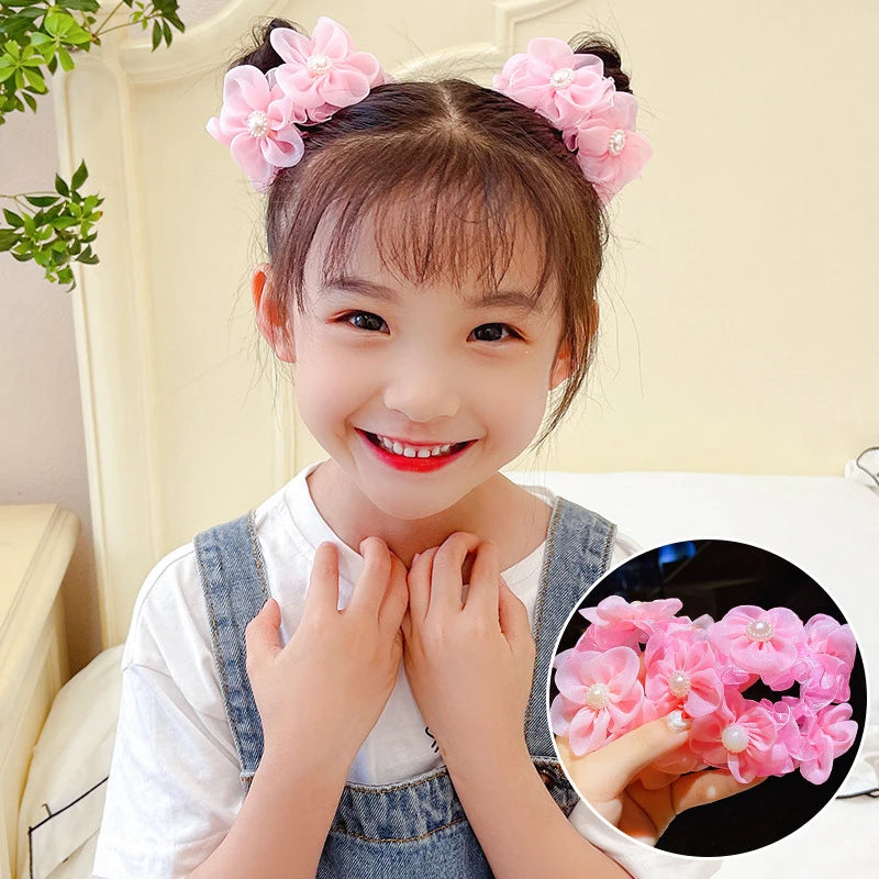 Fluffy Flower Hair Rings For Kids Elastic Hair Bands Gift