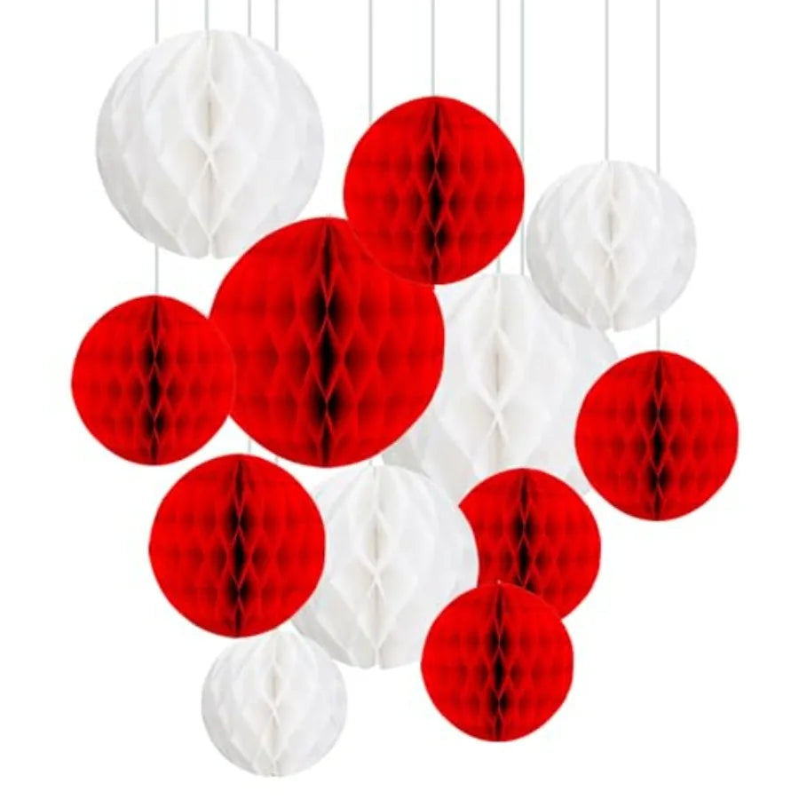 12Pcs 6" 10" Honeycomb Balls Decorations Hanging Tissue Paper Pom Poms for Birthday Wedding Party Decorations, Home Decor