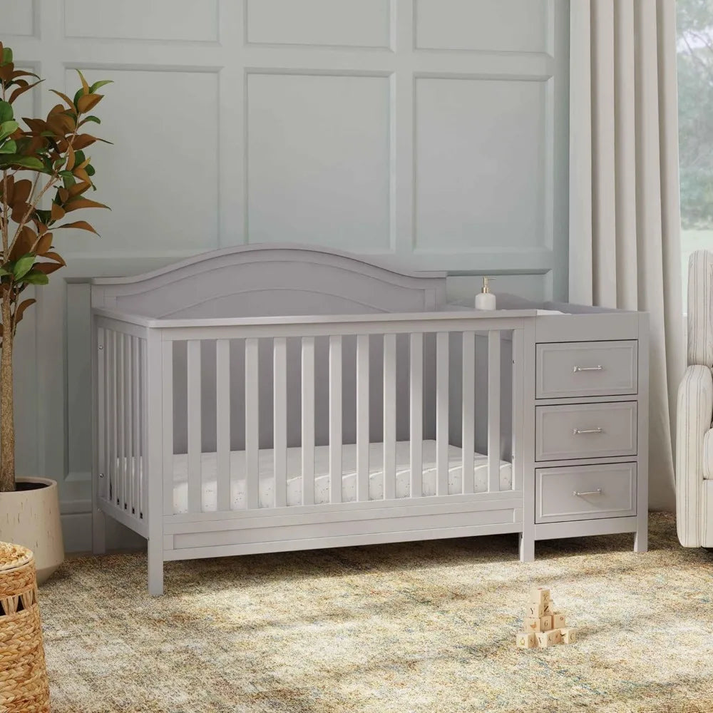 XMSJ 4 In 1 Convertible Baby Crib With Changing Table