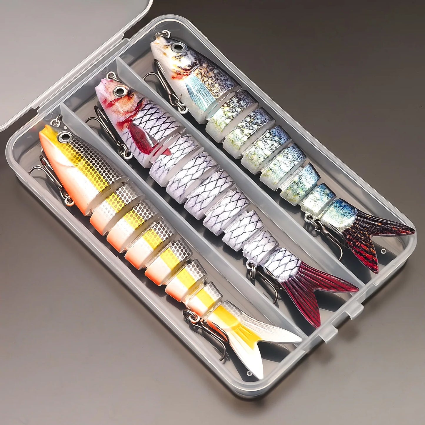ANFS Realistic Fishing Lure Set of 3pcs, Multi-Jointed Swimbaits Fishing Lures, Lifelike Slow Sinking Artificial Bait for Bass, Trout, Perch -perfect fishing gift for Angle