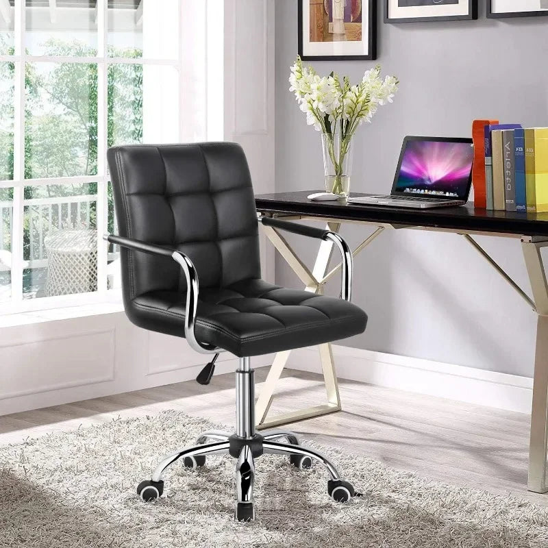 Desk Chair Office Chair With Arms Wheels Faux Leather