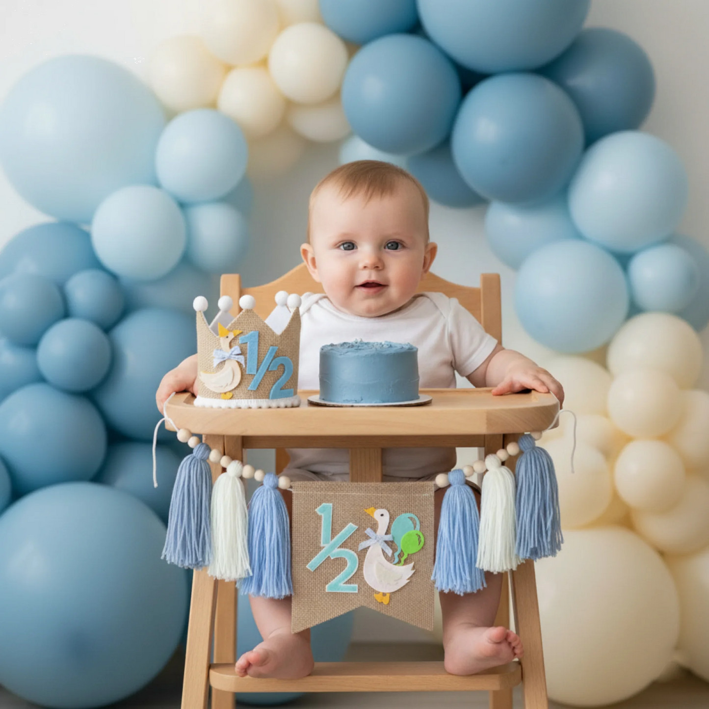 Birthday-Highchair-Banner With Garland Hat For Party Fireplace Mantle Decor 1 2 Birthday For Wooden 1 2 Birthday