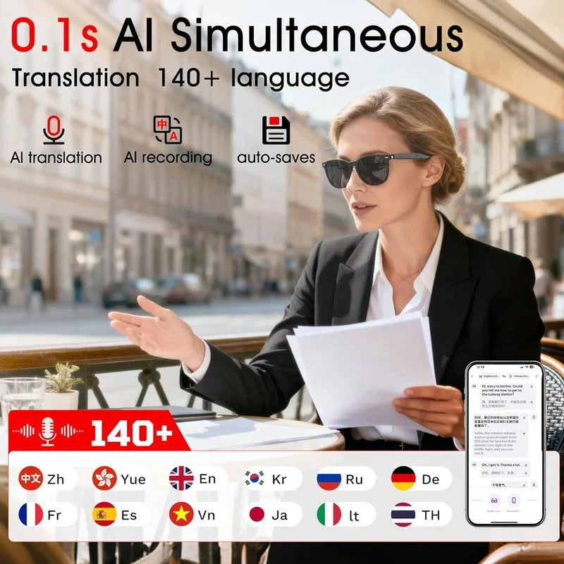 AI Smart Glasses With 4K Camera And Translator Bluetooth 5.3