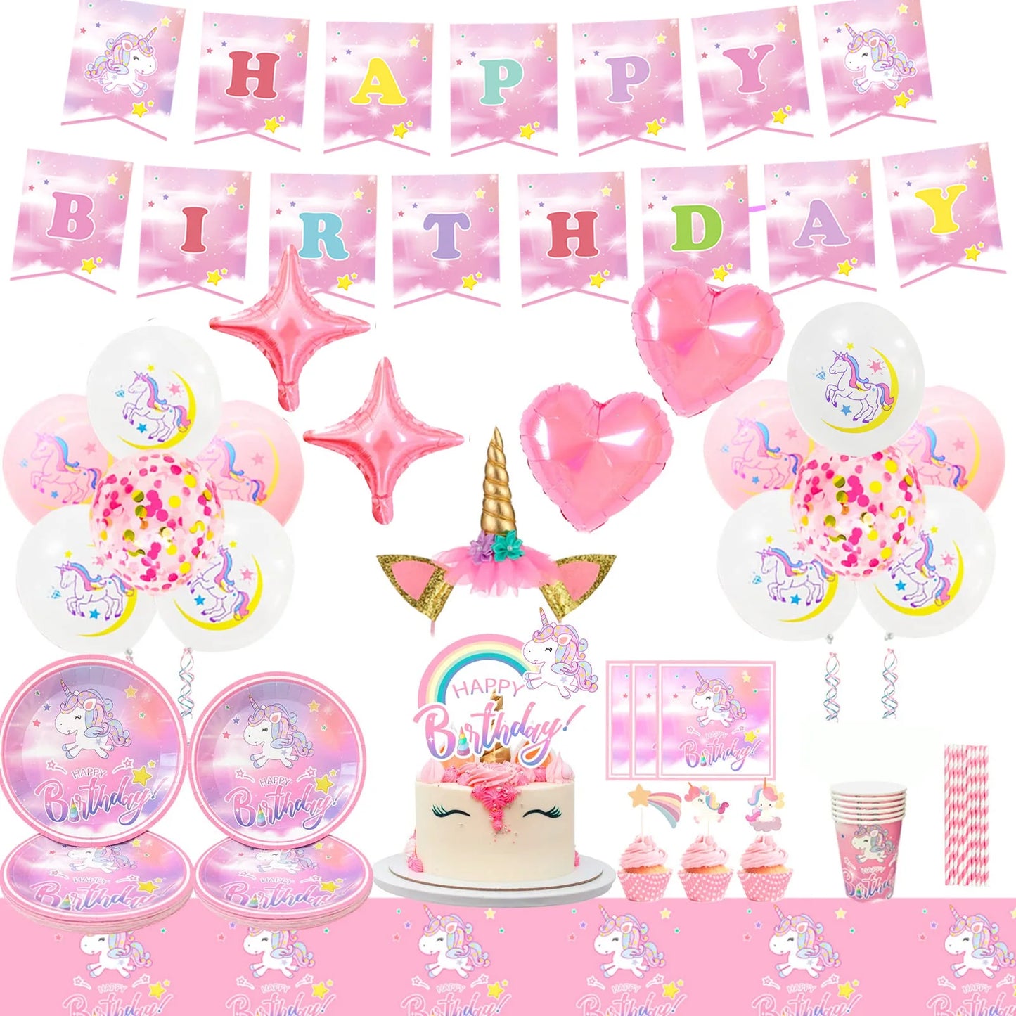 Fruitful Party Unicorn Birthday Supplies Set Plates Napkins