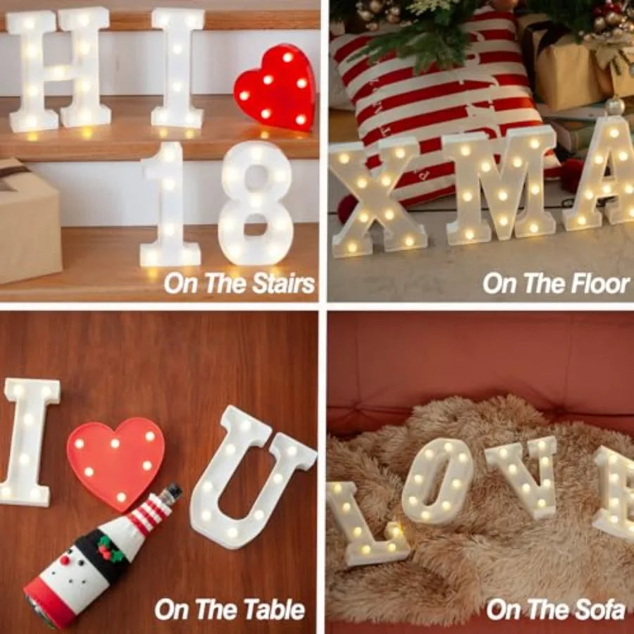 LED Marquee Numbers, 0-9 Light Up Letters, Battery Powered LED Letter Lights for Birthday Party, Christmas Night, Home, Bar, Gr