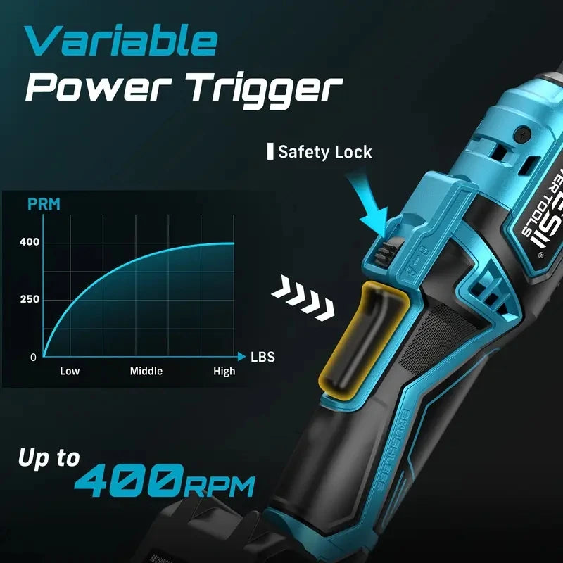 SEESII 21V 6.3'' Extended Electric Ratchet Wrench 3/8'80Nm Cordless Electric Wrench Rechargeable Angle Wrench Car Handheld Toolsfor Makita 18v Battery Pin