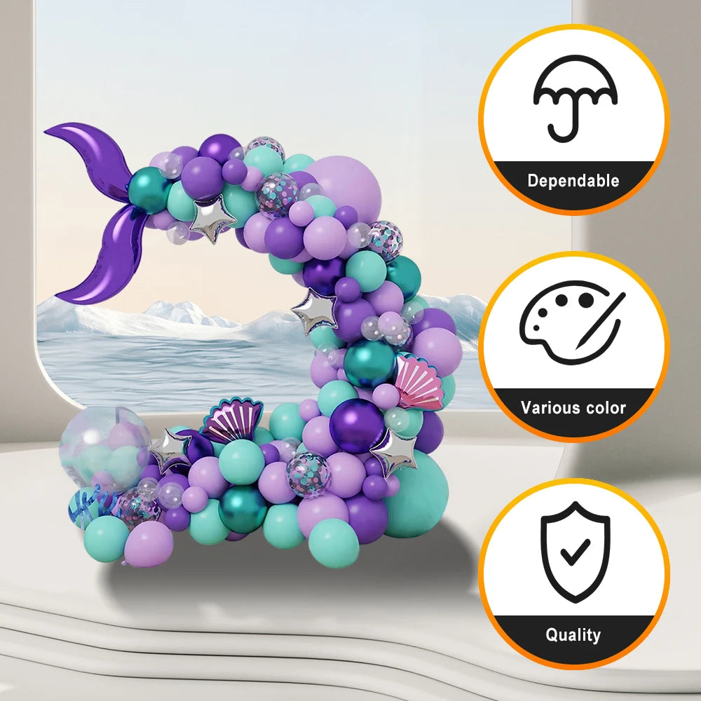 120 Pcs Mermaid Tail Latex Balloons Set For Halloween Graduation New Year Easter Valentines Day Thanksgiving Party Decor